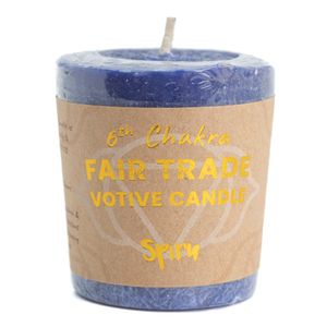 Fair Trade Votief Wens Kaars Derde Oog Chakra (6e) - Indigo (10 Branduren)