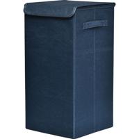 Tendance Wasmand met deksel - MDF structuur/polyester - blauw - opvouwbaar