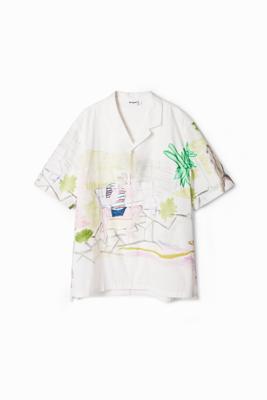 Aquarelprint overhemd - WHITE - XXL