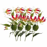 Gloriosa/Klimlelie kunstbloemen/kunstplanten - 5x - rood/geel - 75 cm