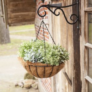 Metalen hanging basket / plantenbak zwart met ketting 35 cm - hangende bloemen - Plantenbakken