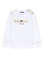 Balmain Kids sweat en coton à logo imprimé - Blanc