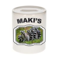 Dieren maki familie spaarpot - makis/ maki apen spaarpotten kinderen 9 cm