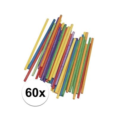Gekleurde knutselhoutjes van 10 cm - 60x stuks - Hout - knutselen hobbymaterialen - knutselstokjes