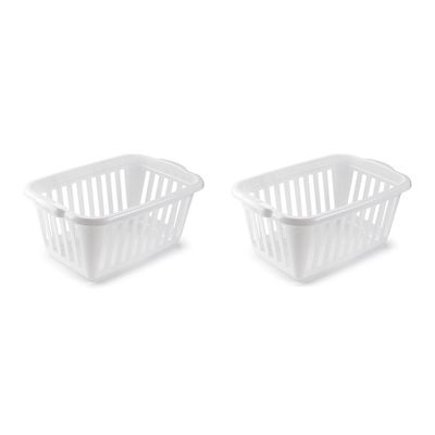 3x stuks kunststof open wasmand van 35 liter in het wit