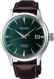 Seiko SRPD37J1 Presage Horloge Automaat staal-leder groen-bruin 40,5 mm