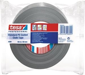 Tesa Weefseltape | zilver-mat | lengte 50 m | breedte 50 mm wiel | 1 stuk - 04688-00031-00 04688-00031-00