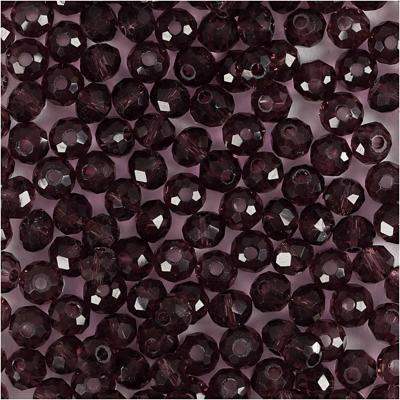 Creativ Company Facet kralen, d 4 mm, gatgrootte 1 mm, paars, 45 stuk/ 1 doos