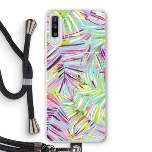 Tropical Palms Blue: Samsung Galaxy A70 Transparant Hoesje met koord