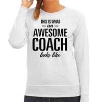 This is what an awesome coach looks like cadeau sweater / trui grijs dames