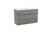 Storke Edge staand badmeubel 120 x 52 cm beton donkergrijs met Mata asymmetrisch linkse wastafel in solid surface