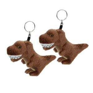 8x stuks pluche knuffel T-rex dinosaurus sleutelhanger 16 cm