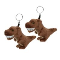 8x stuks pluche knuffel T-rex dinosaurus sleutelhanger 16 cm