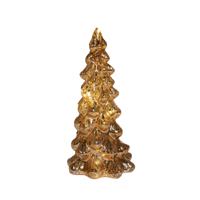 Kerstboom beeldje - goud - met LED licht - 20 cm - glas - decoratie kerstboompje Kerstboom beeldje - goud - met LED licht - 20 cm - glas - decoratie kerstboompje
