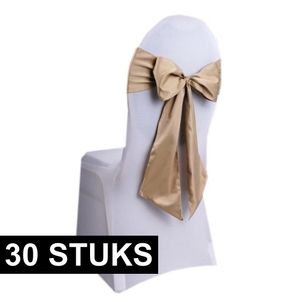 30x Bruiloft stoel decoratie gouden strikken