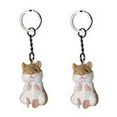 Nature Planet Pluche knuffeldier sleutelhanger - 4x stuks - hamster - 6 cm - dieren sleutelhangers