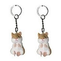Nature Planet Pluche knuffeldier sleutelhanger - 4x stuks - hamster - 6 cm - dieren sleutelhangers