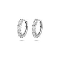 Gerhodineerd Zilveren Klapoorringen met Zirkonia - 14,5x2,5mm - 925 Zilver