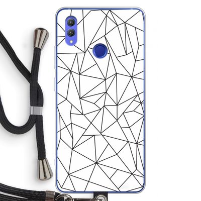 Geometrische lijnen zwart: Honor Note 10 Transparant Hoesje met koord