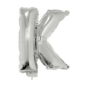 Opblaasbare letter ballons zilver 41 cm