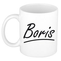 Naam cadeau mok / beker Boris met sierlijke letters 300 ml - thumbnail