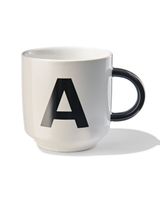HEMA Mok Aardewerk Wit/zwart 350 Ml - A (wit) - thumbnail