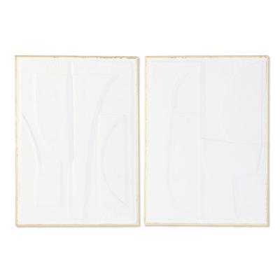 Wanddecoratie Home ESPRIT Wit Gouden Abstract 72,7 x 2,5 x 100,5 cm (2 Stuks)