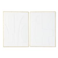 Wanddecoratie Home ESPRIT Wit Gouden Abstract 72,7 x 2,5 x 100,5 cm (2 Stuks)
