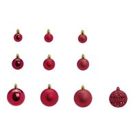 Kerstballen - set 50x st - bordaux rood - 3,4,6 cm - kunststof   - - thumbnail