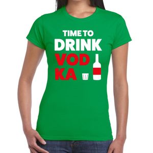 Time to drink Vodka tekst t-shirt groen dames