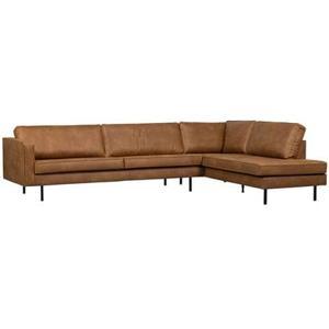 WOOOD Indy Hoekbank Rechts - Recycle Leer - Cognac - 80x338x202