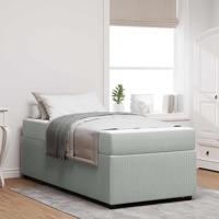 Bedframe met matras Lichtgrijs 90 x 200 cm Stof