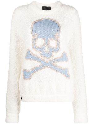Philipp Plein pull Skull Bones en maille - Tons neutres