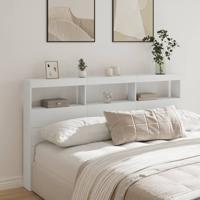 Hoofdbordkast met LED-verlichting 180x17x102 cm wit
