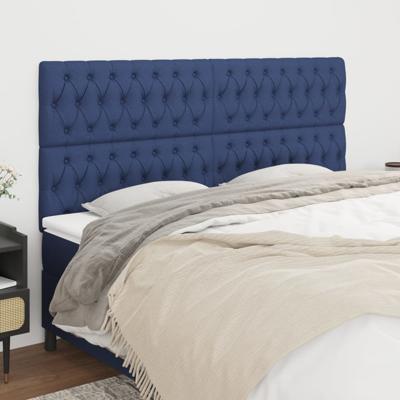 Hoofdborden 4 st 90x7x78/88 cm stof blauw