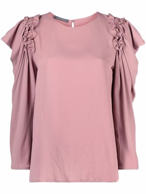 Alberta Ferretti blouse froncée à manches longues - Rose
