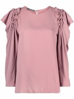 Alberta Ferretti blouse froncée à manches longues - Rose