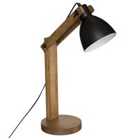 Atmosphera Tafellamp/bureaulampje Design Light Cuba - hout/zwart - H56 cm - thumbnail