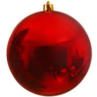 Grote kerstbal - rood - 25 cm - kunststof - glans - mega kerstbal - thumbnail