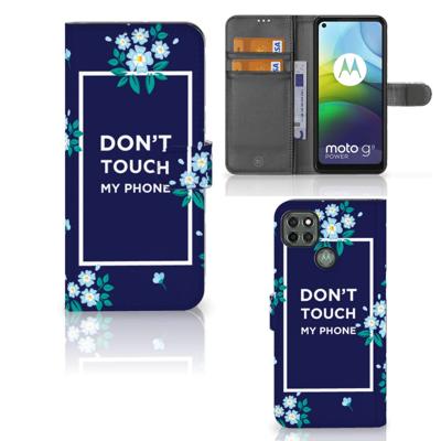 Motorola Moto G9 Power Portemonnee Hoesje Flowers Blue DTMP Motorola Moto G9 Power Portemonnee Hoesje Flowers Blue DTMP