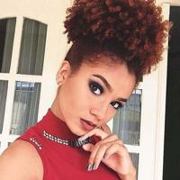 FBBZT02 Europese en Amerikaanse zwarte mensen explosie hoofd pluizig curl haar netto pruik (donker bruin)