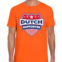 Dutch supporter schild t-shirt - oranje - voor heren - Nederland landen thema kleding - Koningsdag