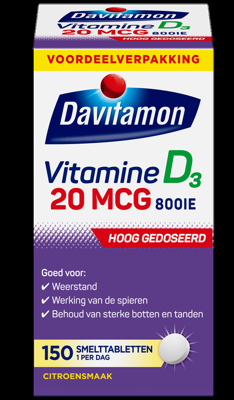 Davitamon Vitamine D3 20mcg Smelttabletten