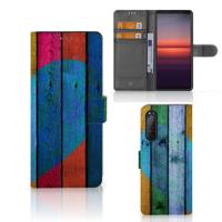 Sony Xperia 5II | Book Style Case | Wood Heart - Cadeau voor je Vriend
