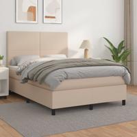 Boxspring met matras kunstleer cappuccinokleurig 140x190 cm