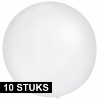 10x Feestartikelen reuze witte ballonnen 60 cm geschikt voor lucht of helium - thumbnail