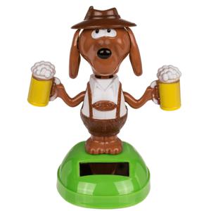 Solar bewegend figuur/beestje - Bierhond - bierpullen - bruin - kunststof - 11 cm   -