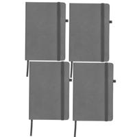 Notitieboekje / opschrijfboekje A5 - 4x - grijs - 15 x 21 cm - harde kaft