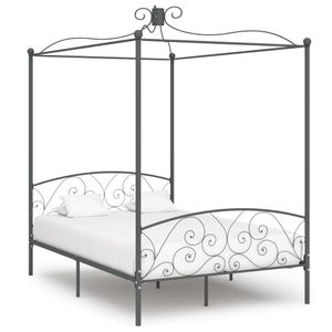 Hemelbedframe metaal grijs 140x200 cm