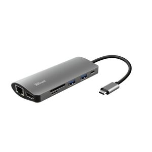 Trust Dalyx 7-in-1 USB-C-adapter USB Hub Grijs